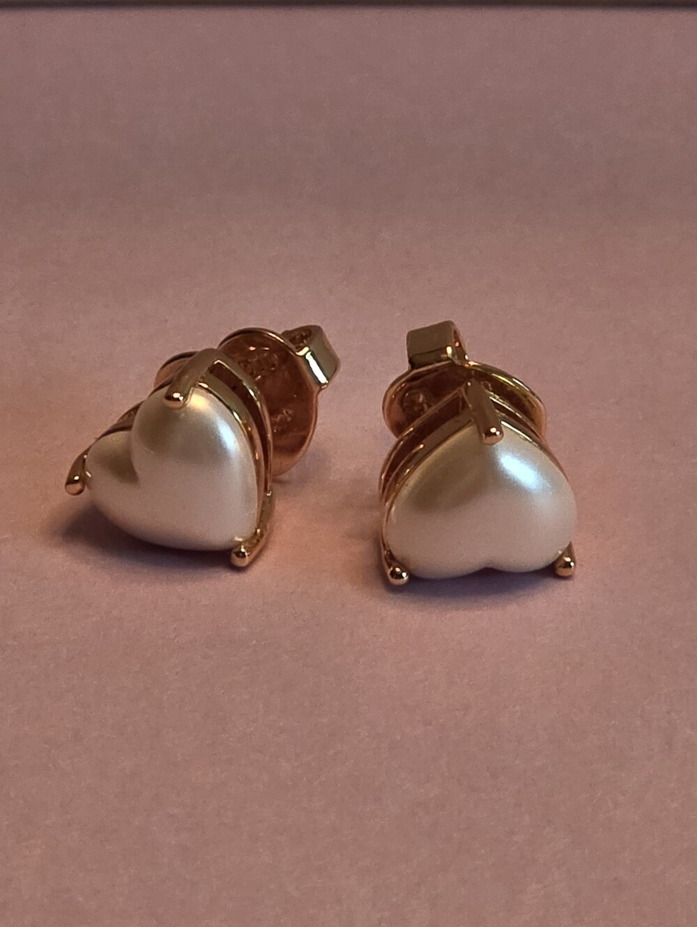 Kate Spade- My Love Gold-Trim White Heart Stud Earrings -